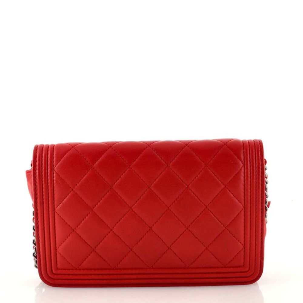 Chanel Boy Wallet on Chain Quilted Lambskin Red - Picture 4 of 7